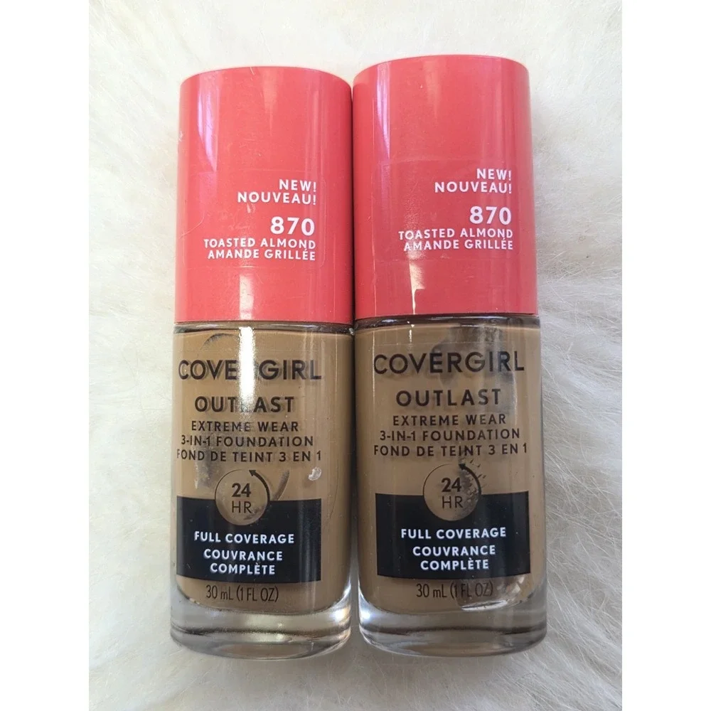 COVERGIRL Outlast 870 Toasted Almond Extreme Wear 24HR Liquid Foundation‎ 2 Pack